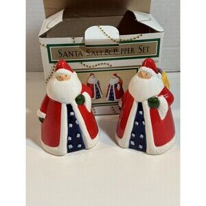 Vintage Old World Santa Claus Salt & Pepper Shaker Set Ceramic Holiday Decor